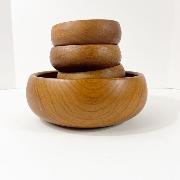 Monkey pod Wood Salad bowl with matching serving bowls - Picture 4 of 5